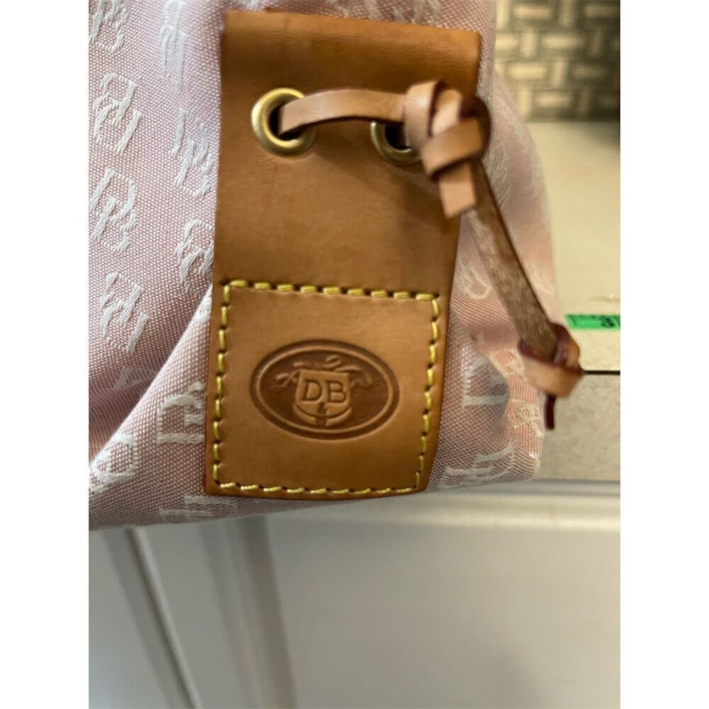 Vintage Dooney & Bourke Pink DB Signature Shoulder Bag Tassel Accent - Picture 3 of 10